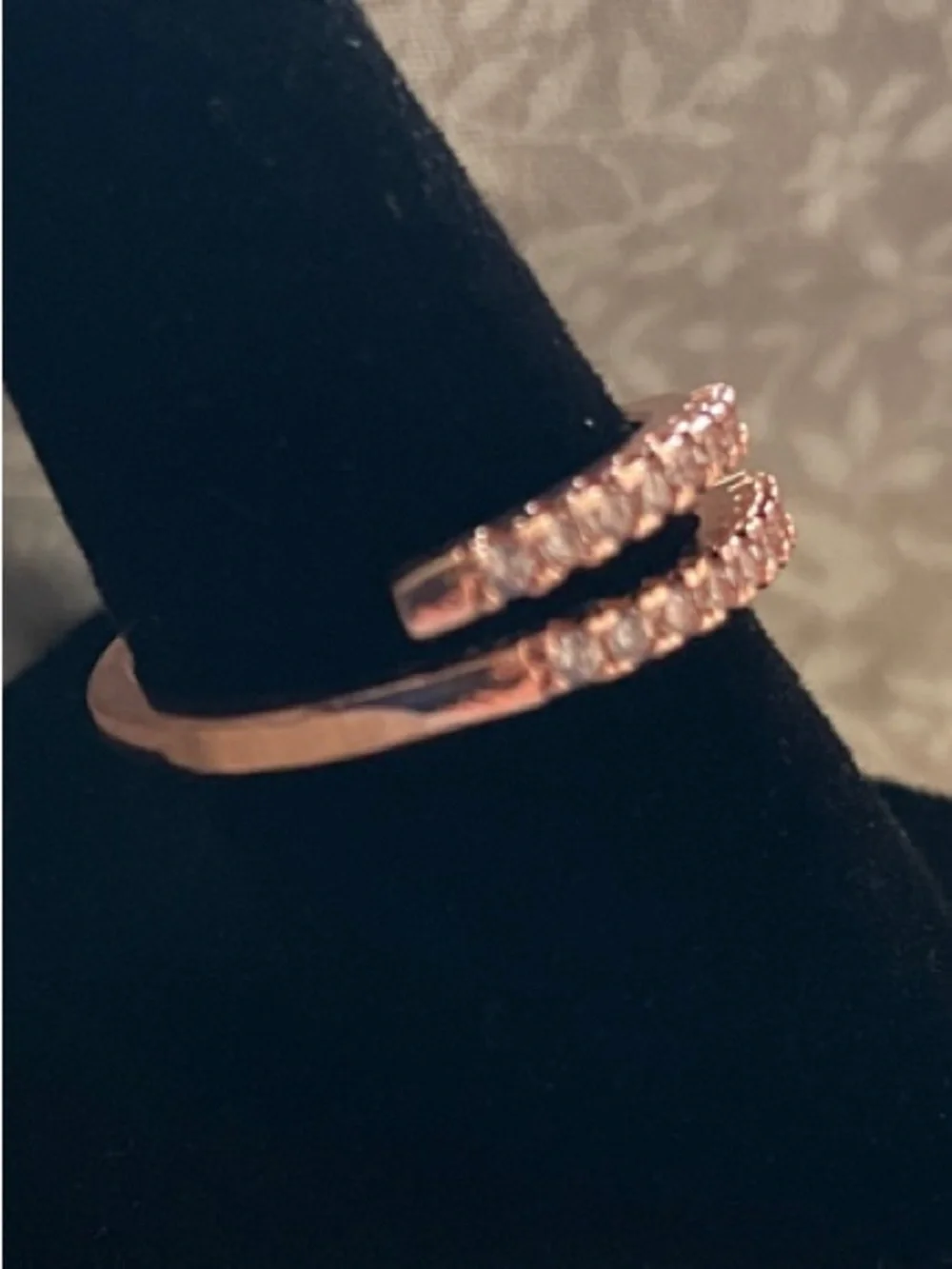 Rose Gold Double Band Crystal Ring - Women Jewelry - New